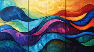 抽象波浪画
