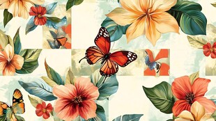 蝴蝶与花卉的绚丽舞蹈