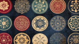 曼陀罗图案的多彩圆形设计