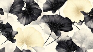 黑白银杏叶图案