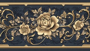 金色浮雕花卉图案