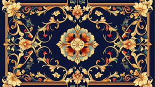 复古花卉图案地毯