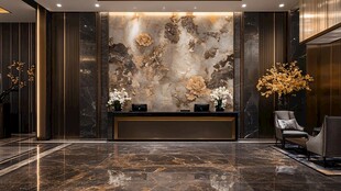 奢华大堂 金色点缀 自然元素融合