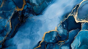 蓝色大理石纹理与金色点缀