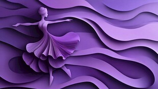 紫色芭蕾舞者剪纸艺术