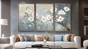 花卉油画三联画