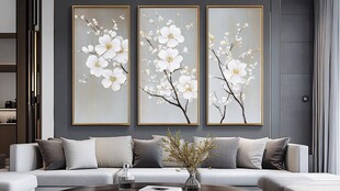 现代简约风格花卉油画作品