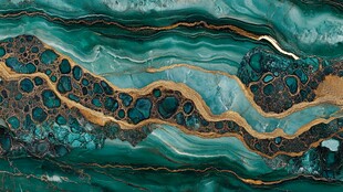 绿色与金色大理石纹理