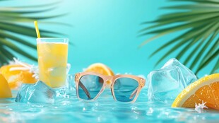 夏日清凉 橙汁与太阳镜的完美结合