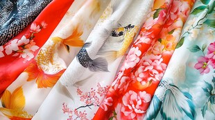 五彩缤纷的丝绸印花