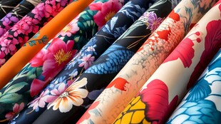 多彩花卉图案布料