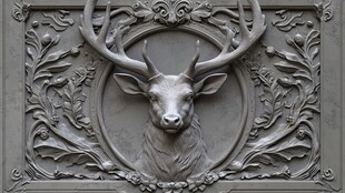 巴洛克风格鹿头浮雕艺术品