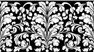 复古黑白花卉图案