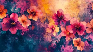 彩绘花卉抽象画