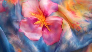 绚丽花卉图案的薄纱围巾