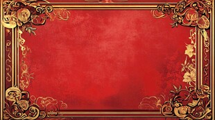 奢华红金边框背景