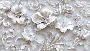 白色浮雕花卉图案