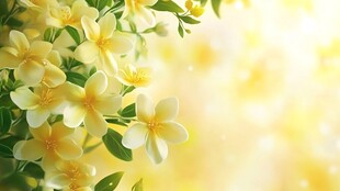 黄白花朵绽放的清新景致