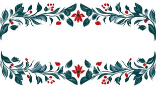 圣诞花卉枝叶装饰边框