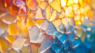 五彩斑斓玻璃碎片特写