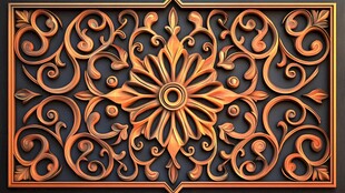 中式雕花木板图案设计