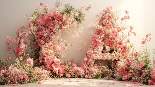 浪漫粉色花卉装饰场景