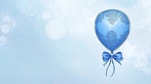 蓝色梦幻气球带蝴蝶结
