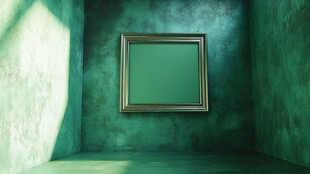 绿墙房间中的空相框