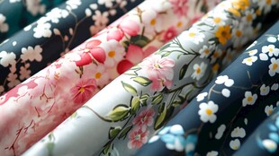 多彩花卉印花布料展示