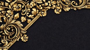 奢华金色花纹黑色背景饰角
