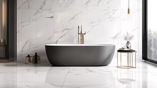 现代简约风大理石浴室浴缸