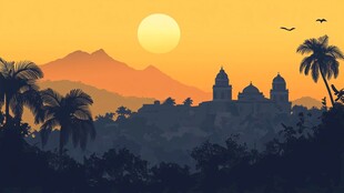 黄昏下的城市与自然美景