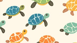 可爱多彩海龟无缝图案