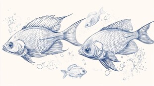 游弋的群鱼插画