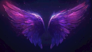 梦幻炫彩的紫色天使翅膀
