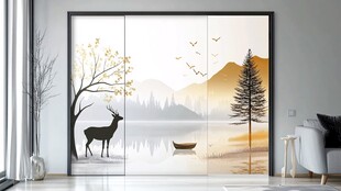 诗意山水间的鹿景移门