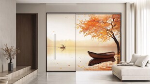 中式意境玻璃隔断装饰画