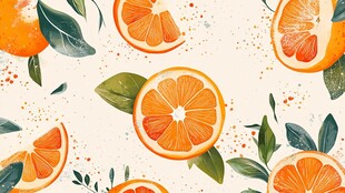 水彩风橘子水果图案背景