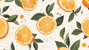 清新橙子水果插画图案