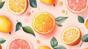 清新柑橘水果图案背景