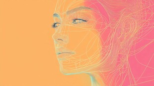 抽象线条勾勒的女性侧脸