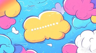 梦幻多彩云朵插画背景