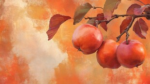 秋日枝头红苹果