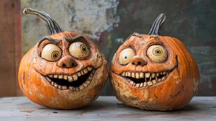 搞怪表情万圣节南瓜摆件