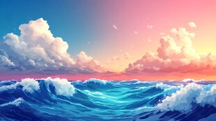 梦幻海上云霞美景