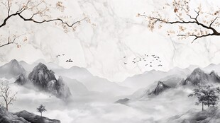 水墨山水间的诗意春景