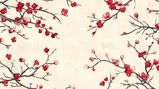 水墨红梅背景图