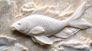 白玉鲤鱼雕刻艺术品