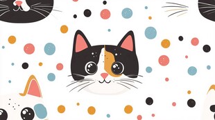 可爱猫咪波点图案背景