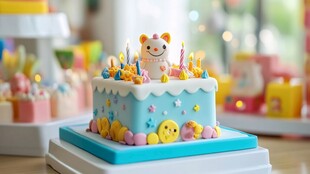 可爱萌趣小动物主题生日蛋糕